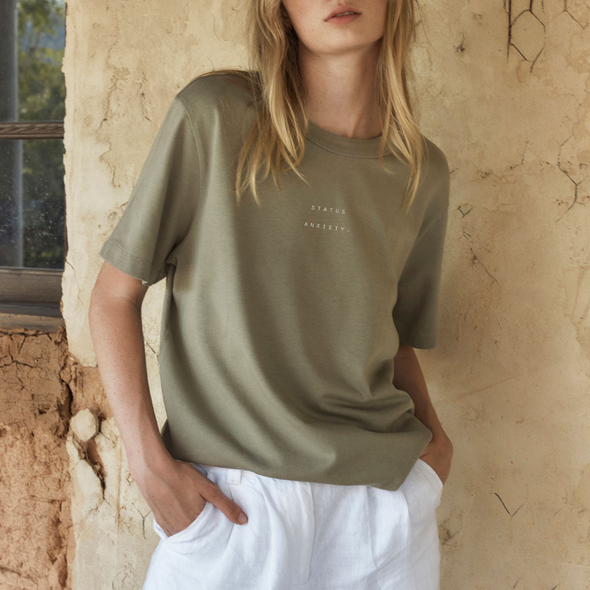 Status Anxiety Feels Right Women's T Shirt Washed Sage