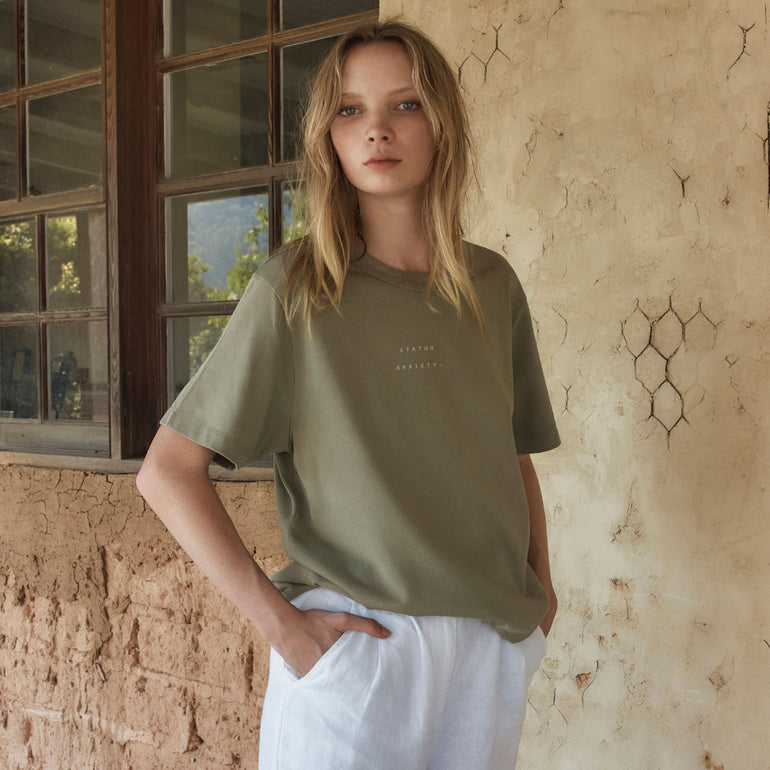 Status Anxiety Feels Right Women's T Shirt Washed Sage