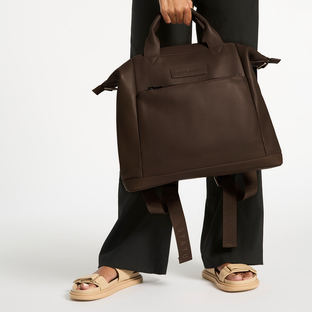 Status Anxiety Comes In Waves Leather Baby Bag Cocoa