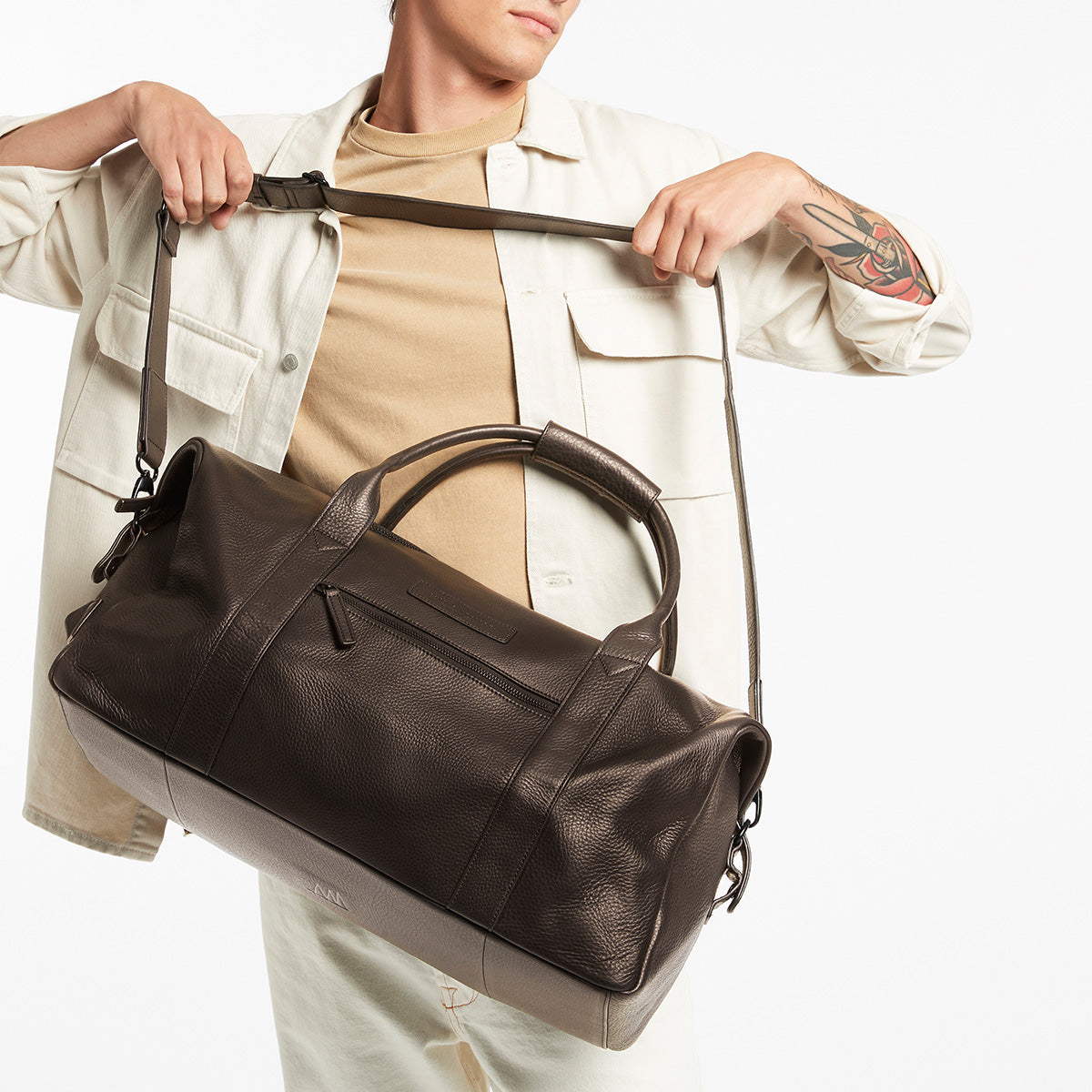 Status Anxiety Everything I Wanted Leather Duffle Bag Cocoa