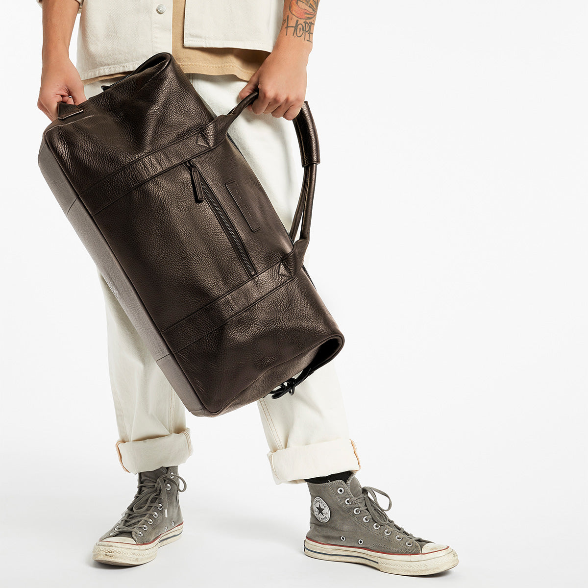 Status Anxiety Everything I Wanted Leather Duffle Bag Cocoa