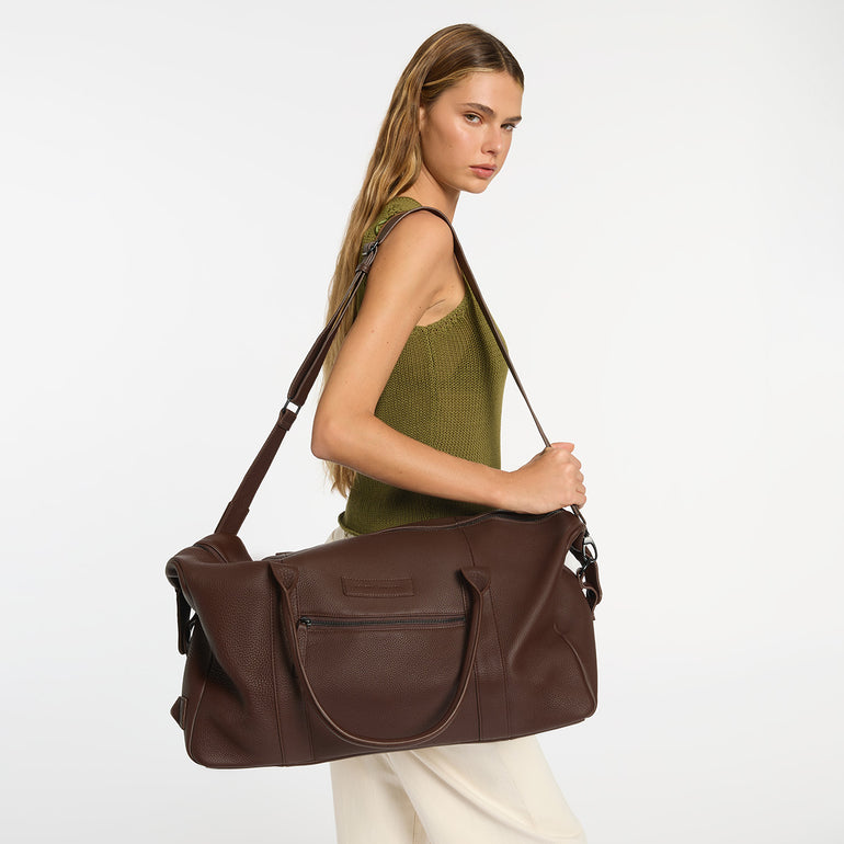 Status Anxiety Everything I Wanted Leather Duffle Bag Cocoa
