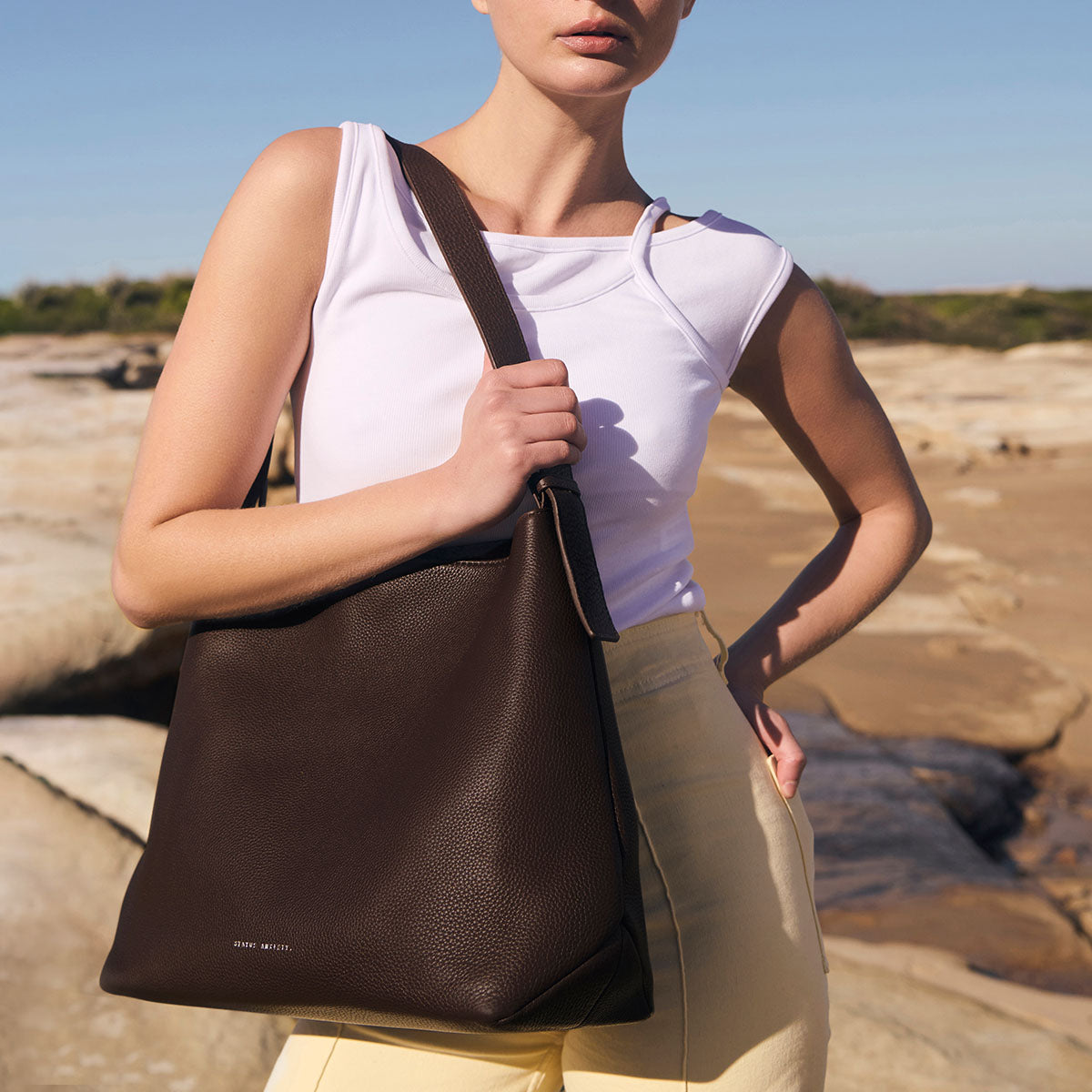 Status Anxiety Forget About It Women's Leather Tote Bag Cocoa