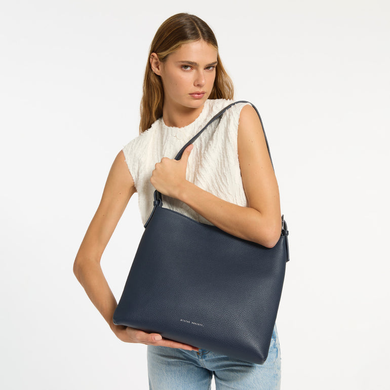 Status Anxiety Forget About It Women's Leather Tote Bag Midnight blue