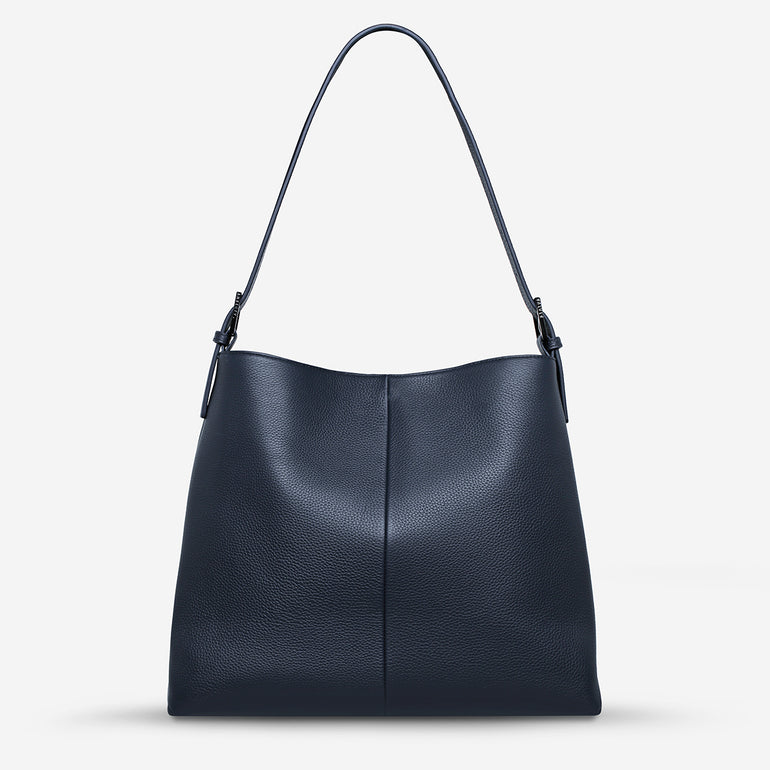 Status Anxiety Forget About It Women's Leather Tote Bag Midnight blue