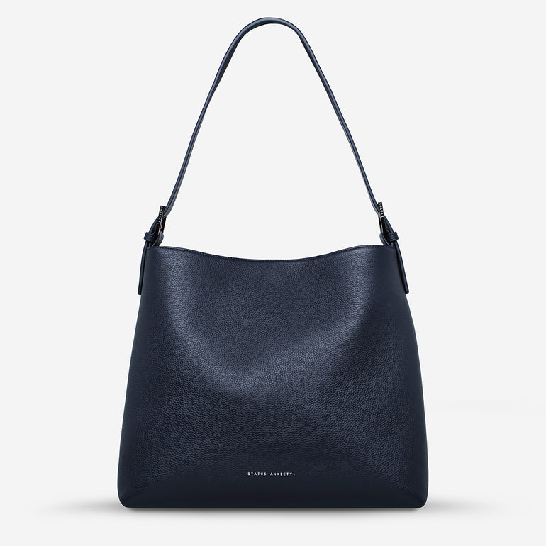 Status Anxiety Forget About It Women's Leather Tote Bag Midnight blue