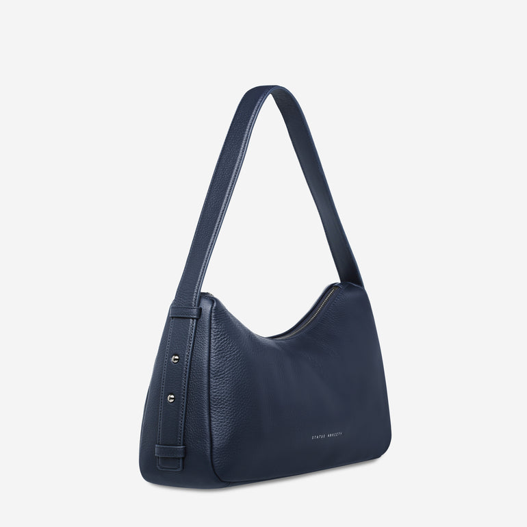 Status Anxiety Hide Out Women's Leather Shoulder Bag Midnight Blue
