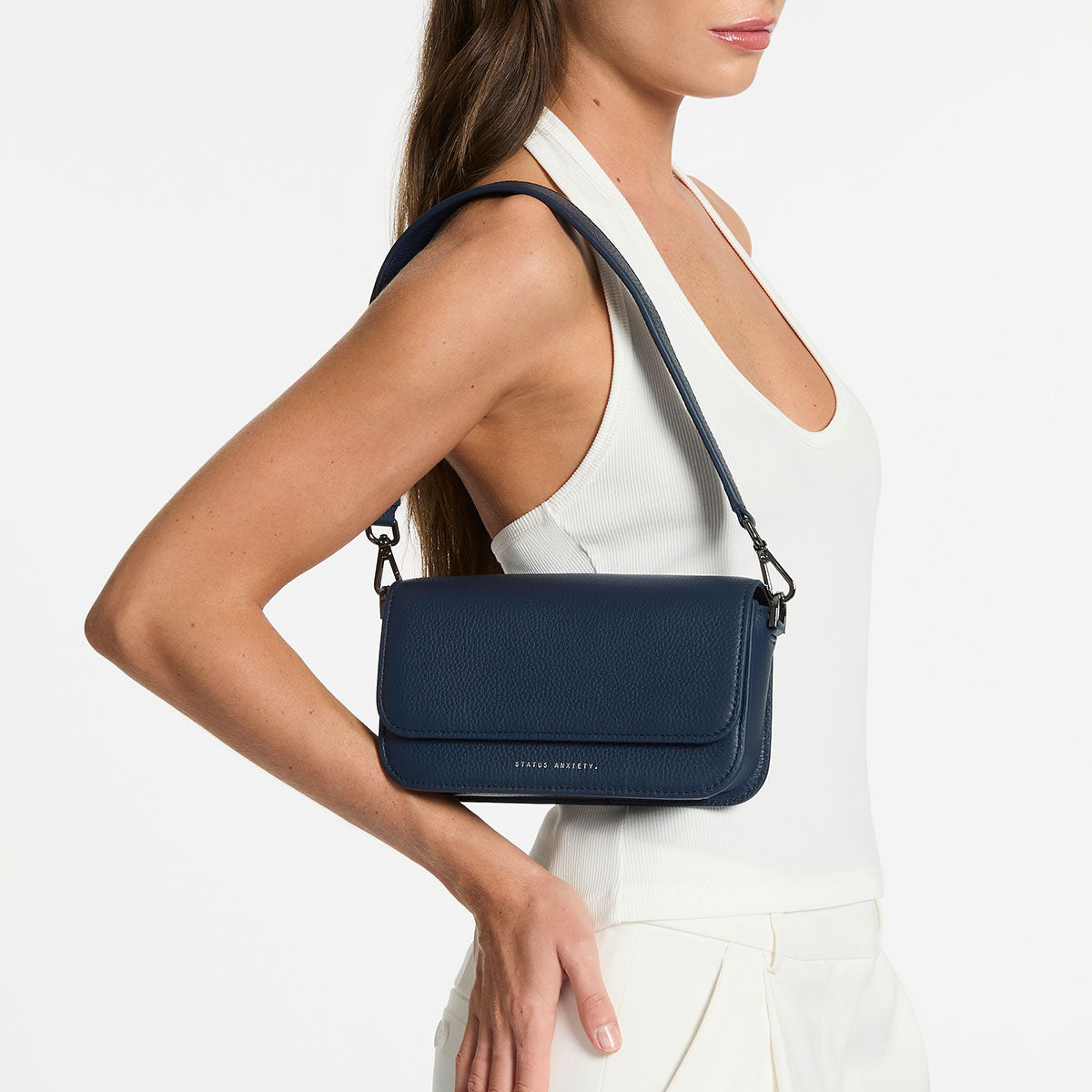Status Anxiety Lost In The Light Women's Leather Bag Midnight Blue