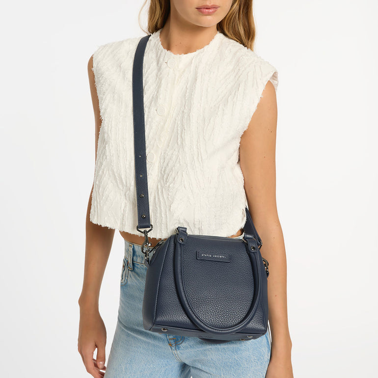 Status Anxiety Mini Mountains Women's Leather Handbag Midnight Blue