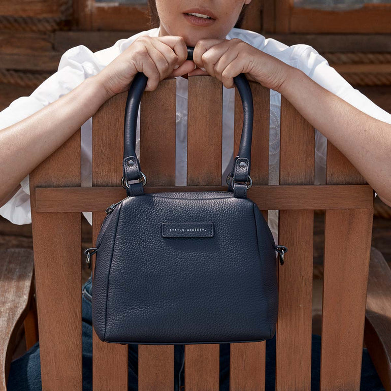 Status Anxiety Mini Mountains Women's Leather Handbag Midnight Blue