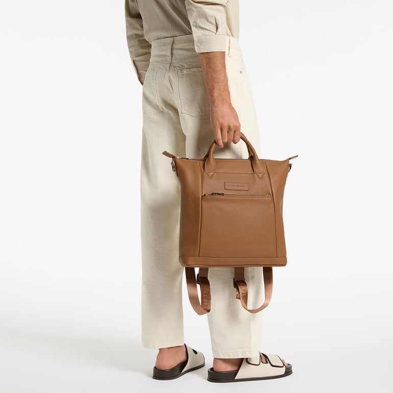 Status Anxiety Mini Waves Camel Leather Backpack For Men