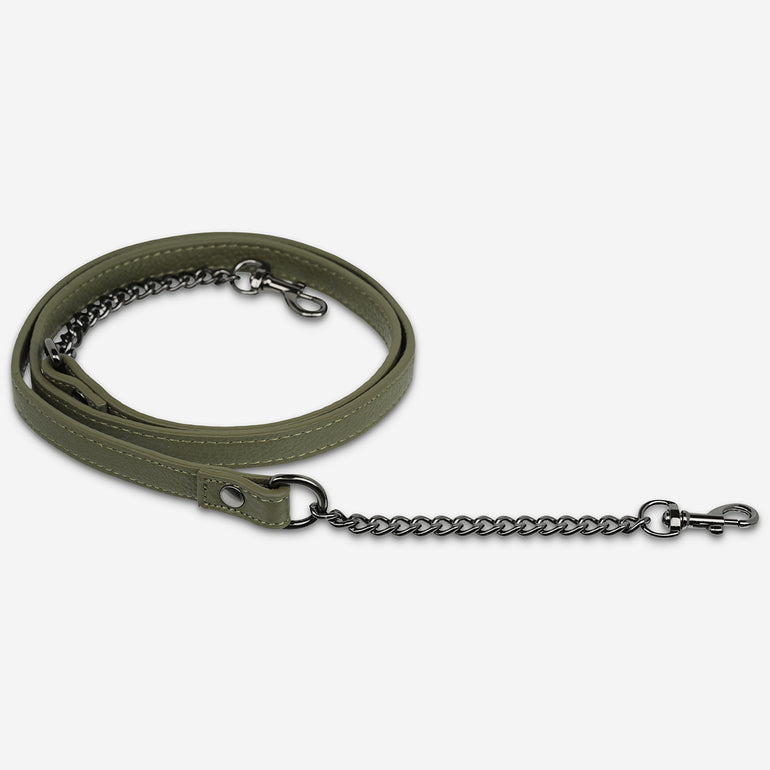 Status Anxiety Khaki Leather Strap with Chain for Bags