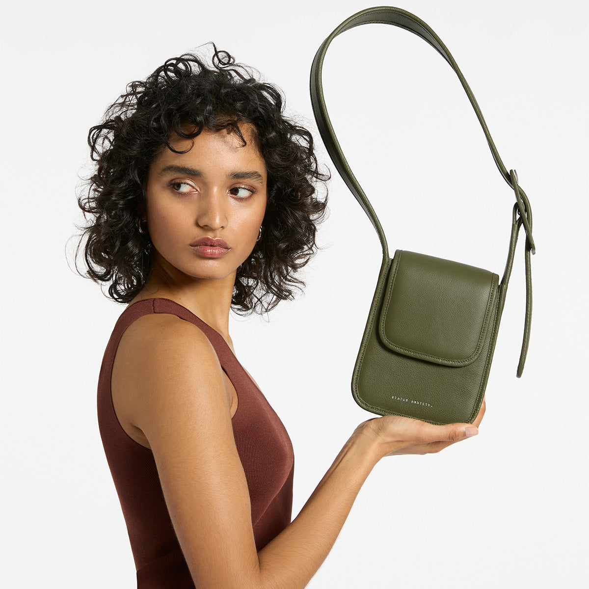 Status Anxiety Perplex Women's Leather Bag Khaki