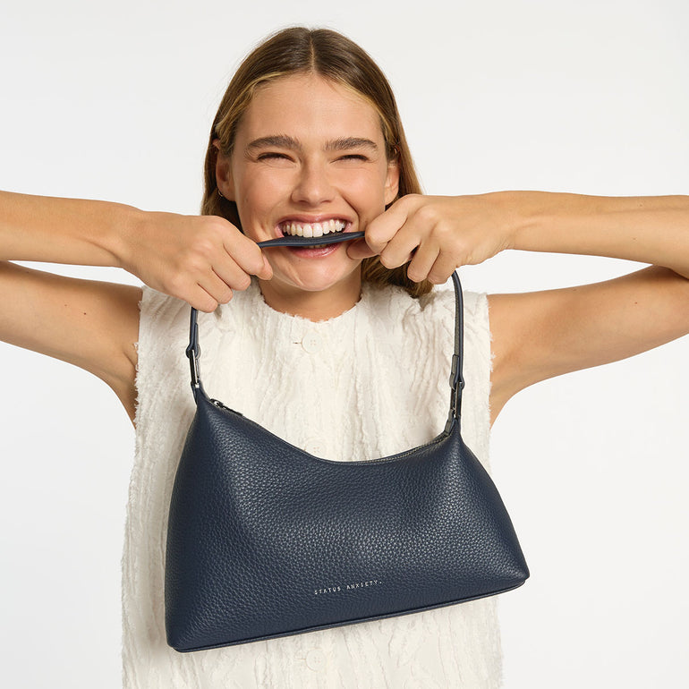 Status Anxiety Reverie Women's Leather Shoulder Bag Midnight Blue