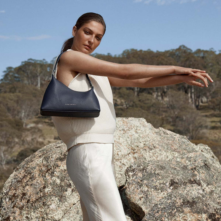 Status Anxiety Reverie Women's Leather Shoulder Bag Midnight Blue