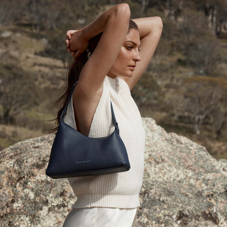 Status Anxiety Reverie Women's Leather Shoulder Bag Midnight Blue