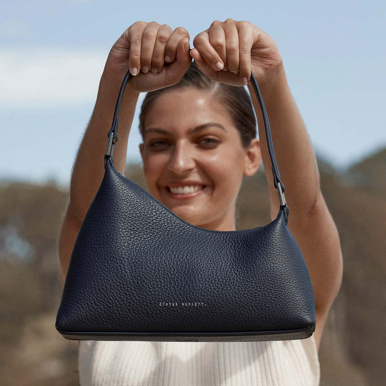 Status Anxiety Reverie Women's Leather Shoulder Bag Midnight Blue