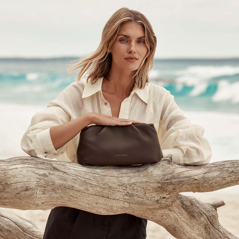 Status Anxiety The Moment Women's Leather Clutch Cocoa