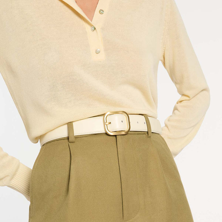 Status Anxiety Falling Quiet Women's Leather Belt Ivory/Gold
