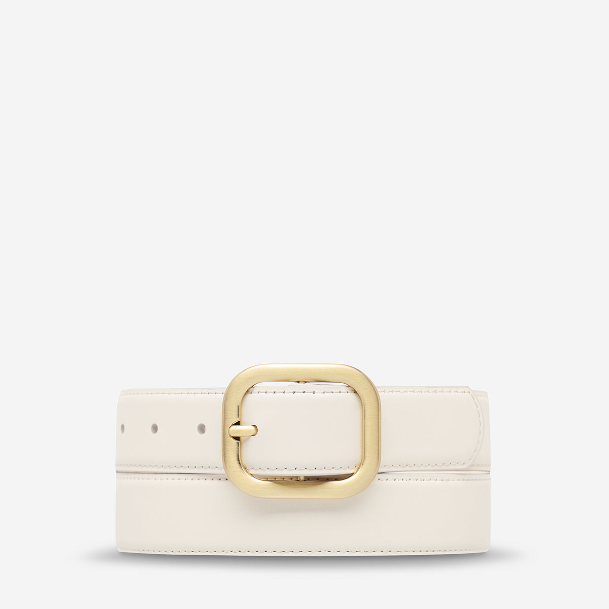 Status Anxiety Falling Quiet Women's Leather Belt Ivory/Gold