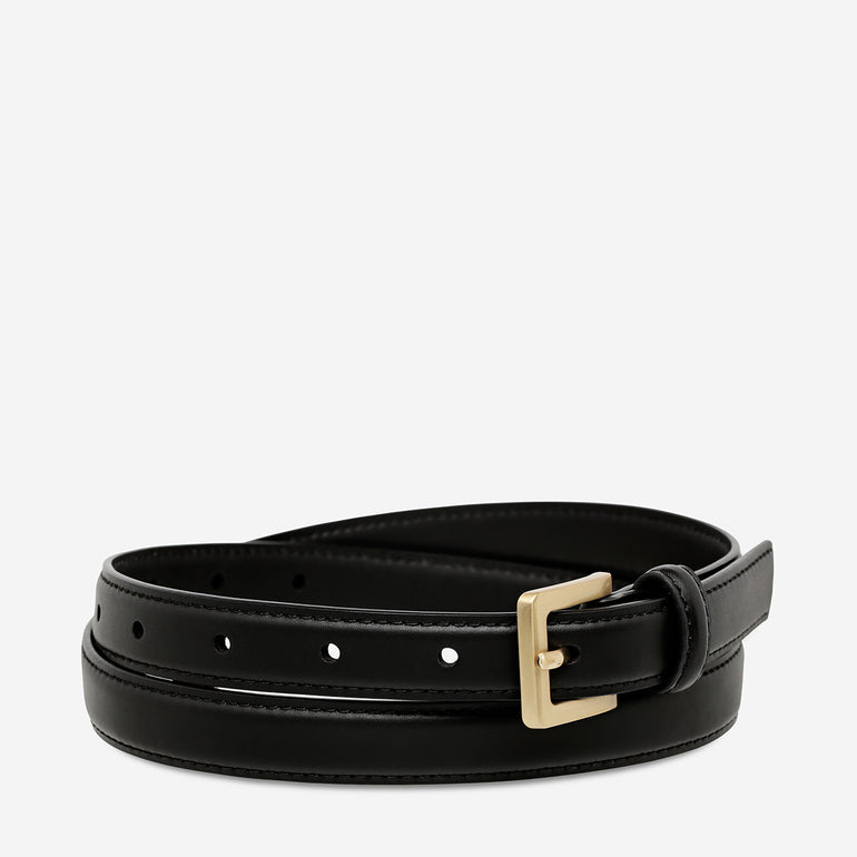Status Anxiety In Your Eyes Women's Leather Belt Black/Gold