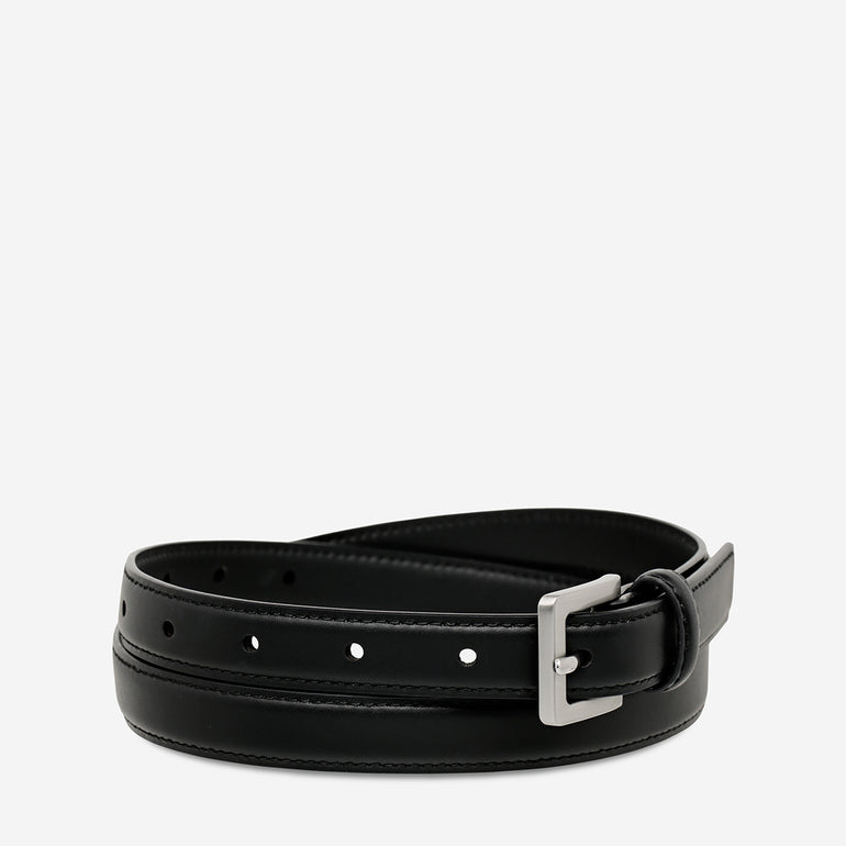 Status Anxiety In Your Eyes Women's Leather Belt Black/Silver