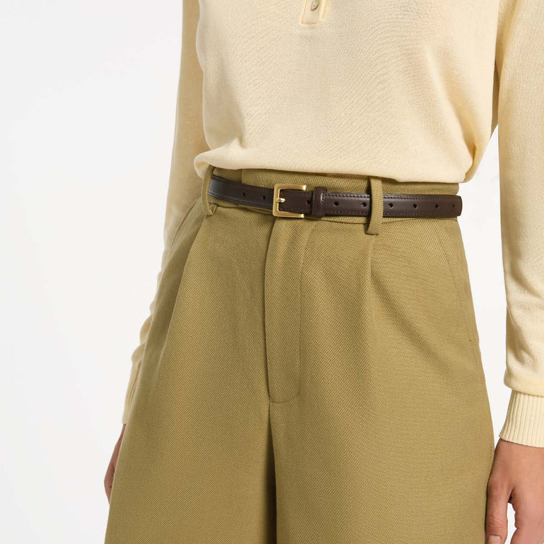 Status Anxiety In Your Eyes Women's Leather Belt Choc/Gold