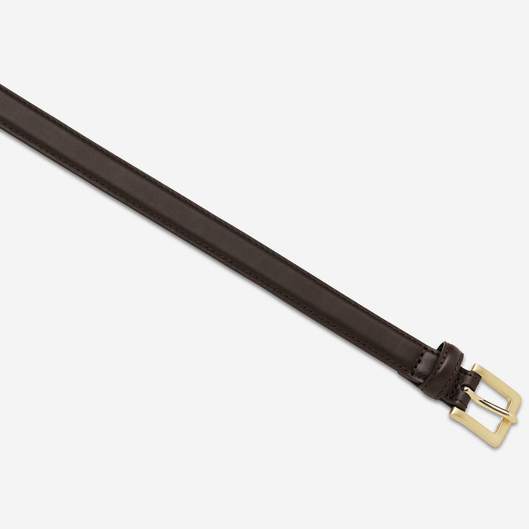 Status Anxiety In Your Eyes Women's Leather Belt Choc/Gold