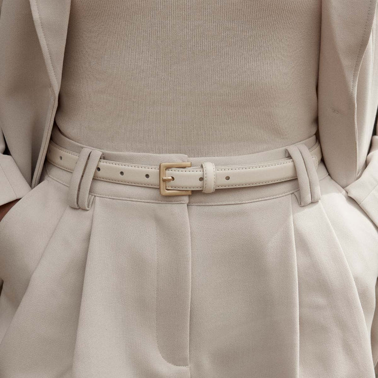 Status Anxiety In Your Eyes Women's Leather Belt Ivory/Gold