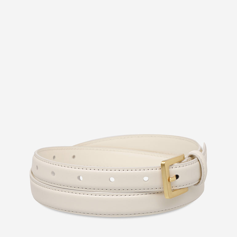 Status Anxiety In Your Eyes Women's Leather Belt Ivory/Gold