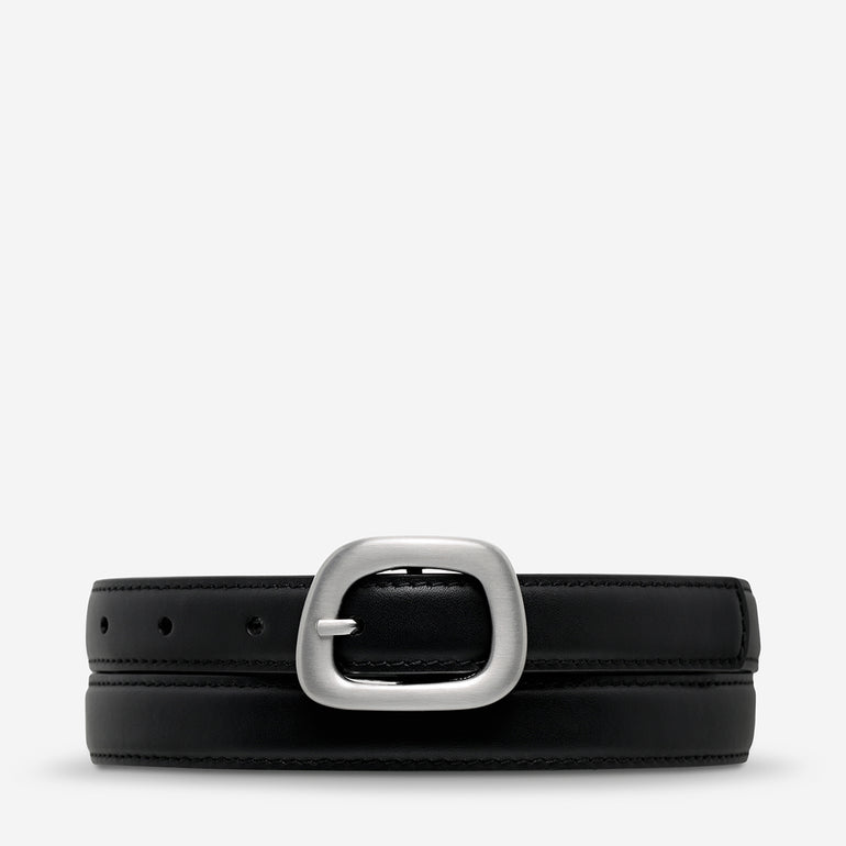 Status Anxiety Where it Leads Women's Leather Belt Black/Silver