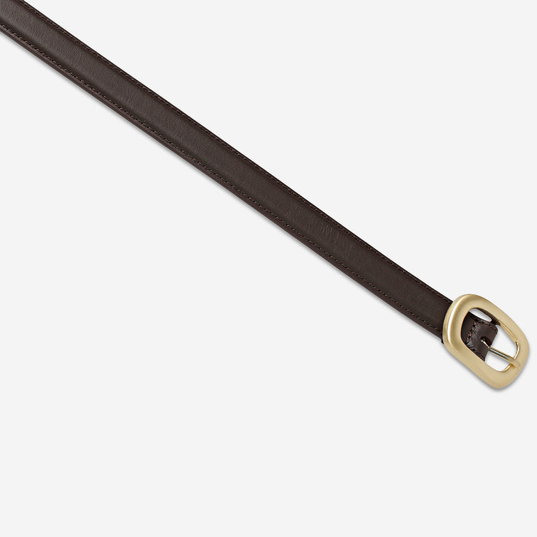 Status Anxiety Where it Leads Women's Leather Belt Choc/Gold