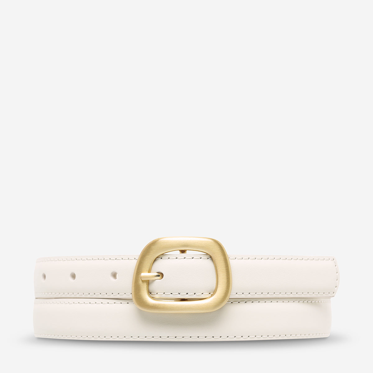 Status Anxiety Where it Leads Women's Leather Belt Ivory/Gold