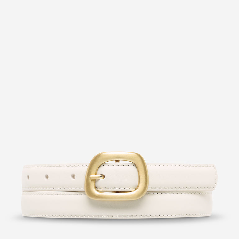 Status Anxiety Where it Leads Women's Leather Belt Ivory/Gold
