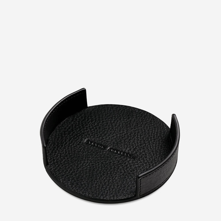 Status Anxiety Home To You Leather Coaster Set Black