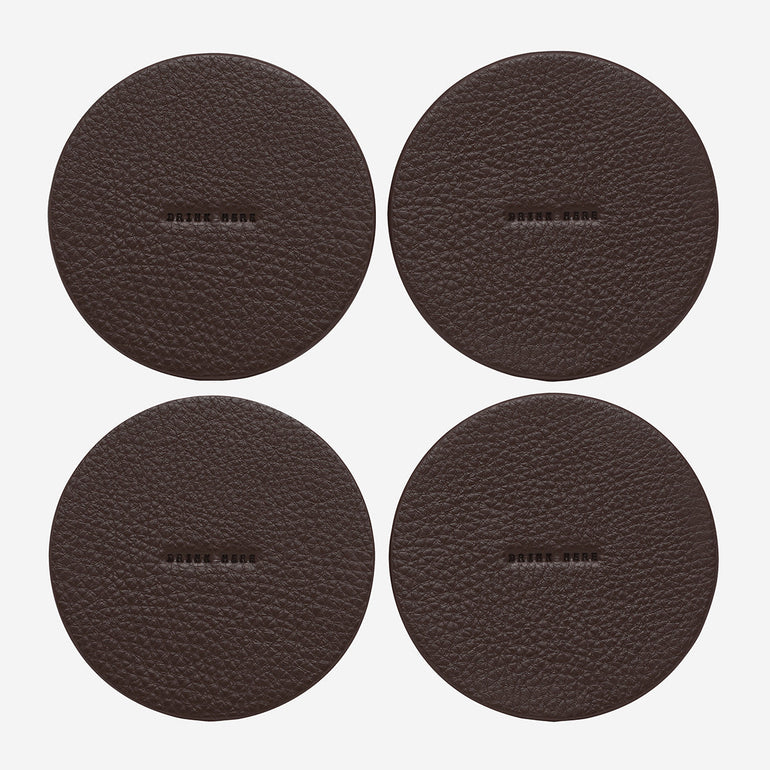 Status Anxiety Home To You Leather Coaster Set Cocoa