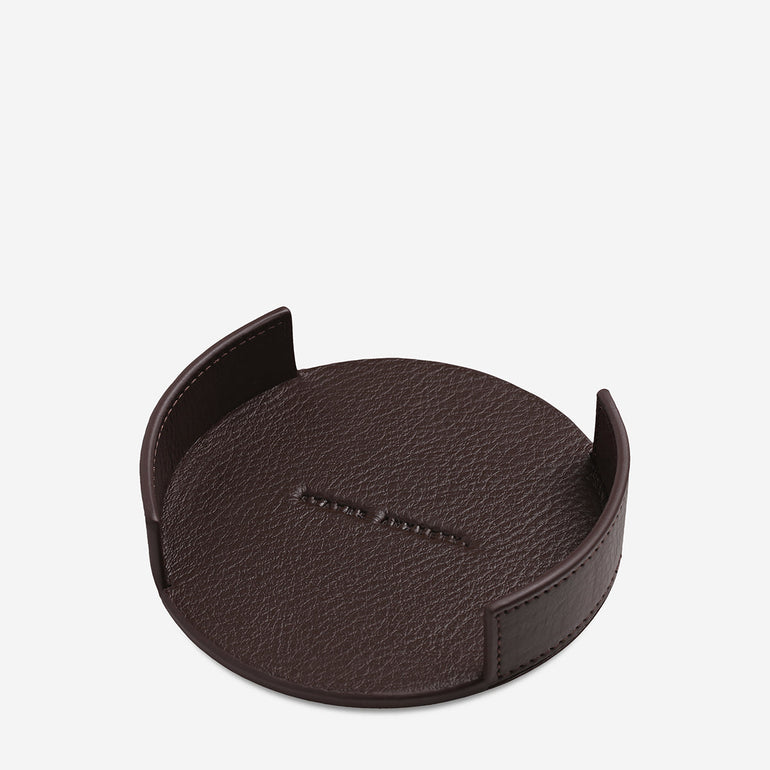 Status Anxiety Home To You Leather Coaster Set Cocoa