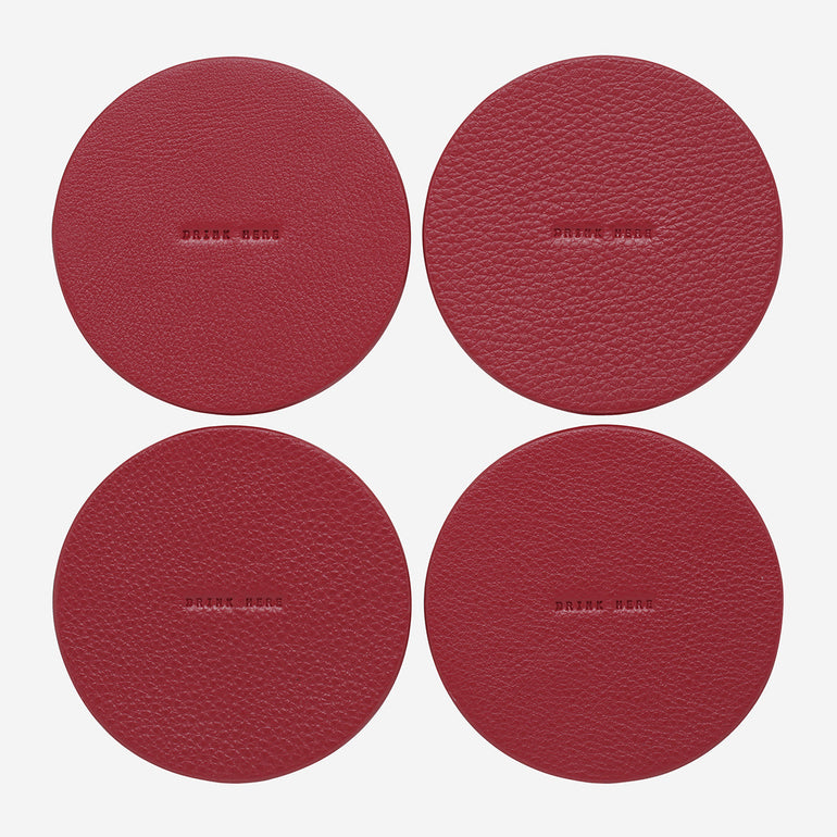 Status Anxiety Home To You Leather Coaster Set Rouge