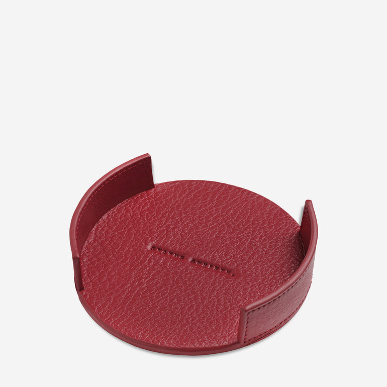 Status Anxiety Home To You Leather Coaster Set Rouge