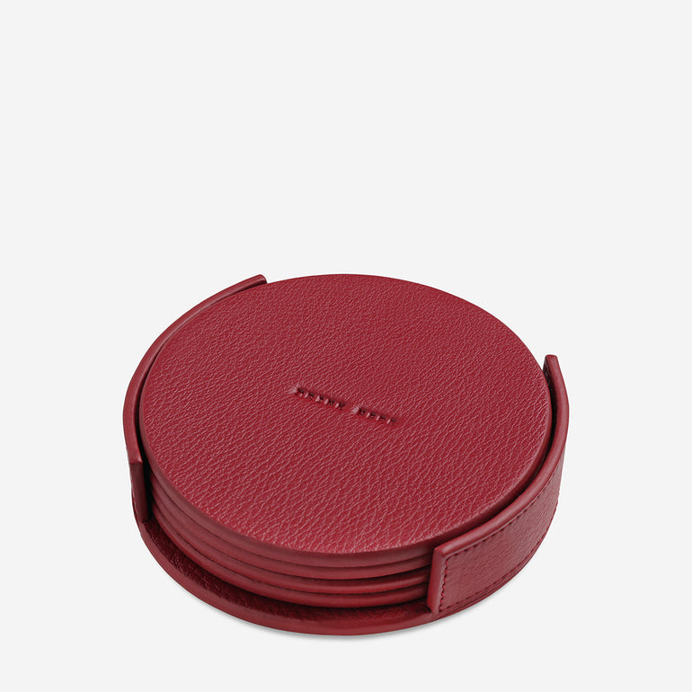 Status Anxiety Home To You Leather Coaster Set Rouge