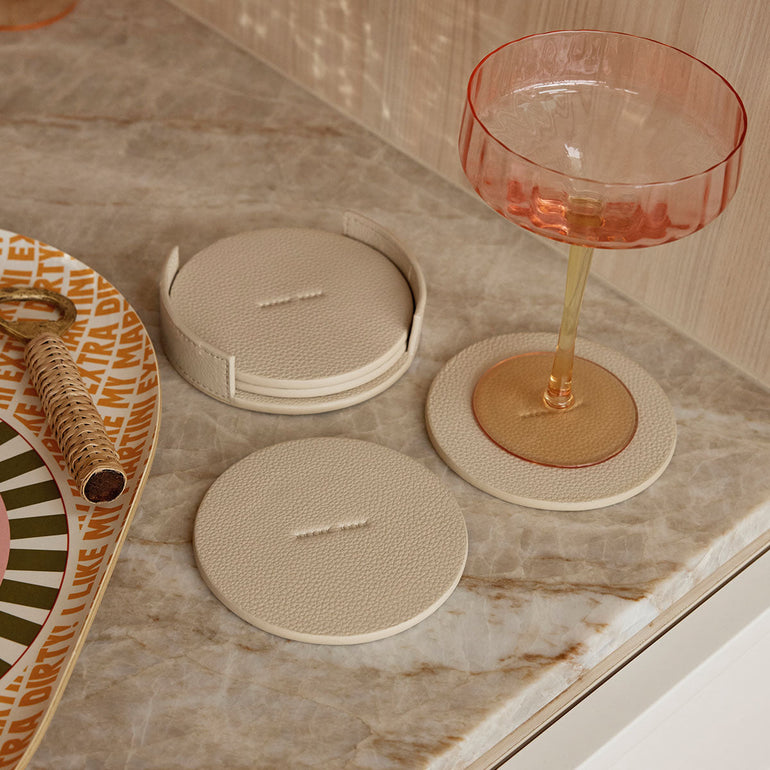 Status Anxiety Home To You Leather Coaster Set Oat