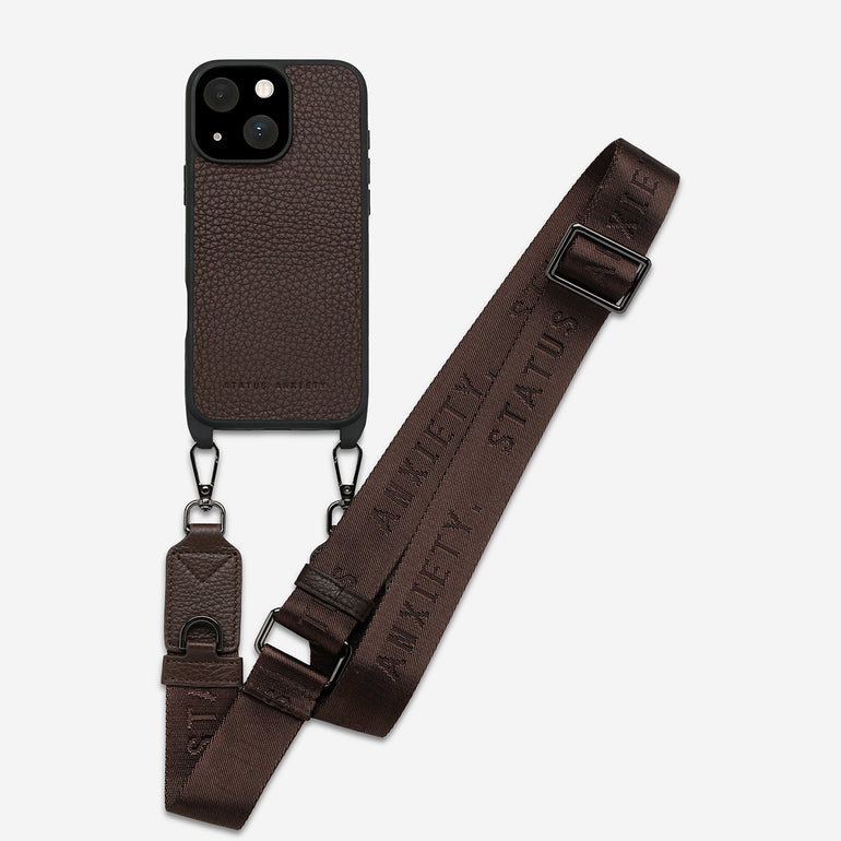 Status Anxiety Enough To Leave Leather iPhone Case Cocoa