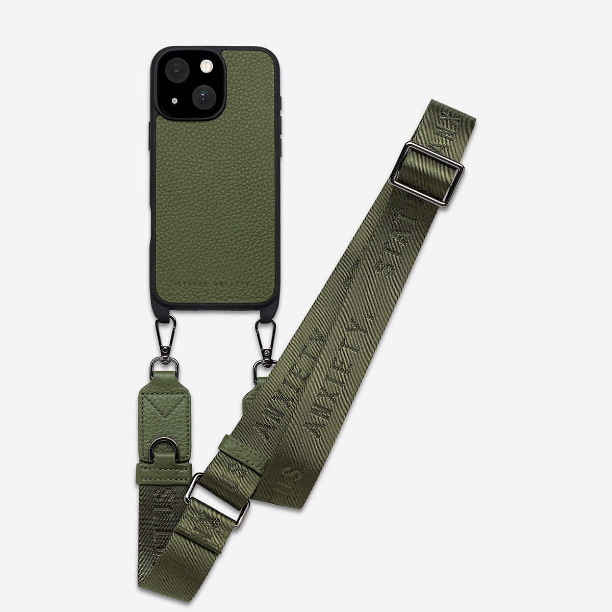 Status Anxiety Enough To Leave Leather iPhone Case Khaki