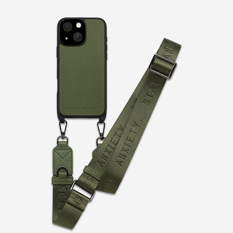 Status Anxiety Enough To Leave Leather iPhone Case Khaki