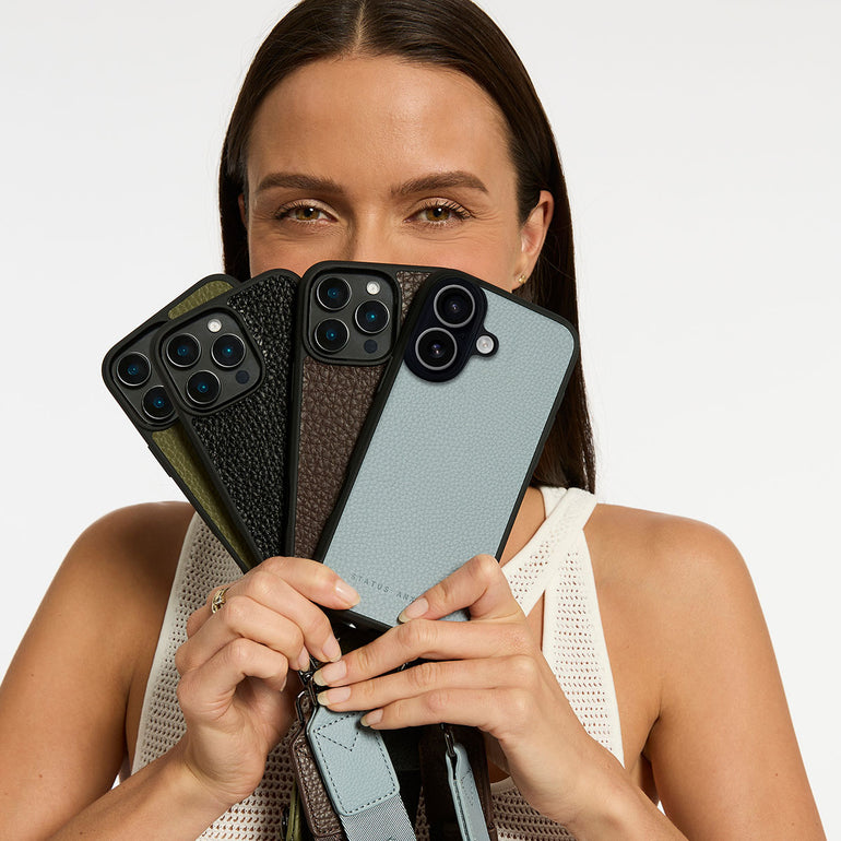 Status Anxiety Enough To Leave Leather iPhone Case Black