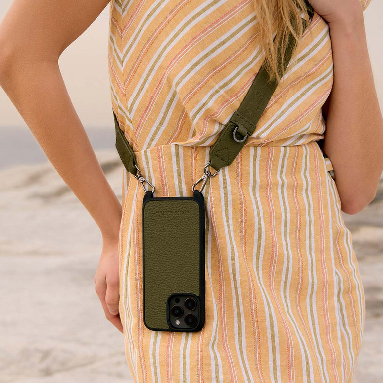 Status Anxiety Enough To Leave Leather iPhone Case Khaki