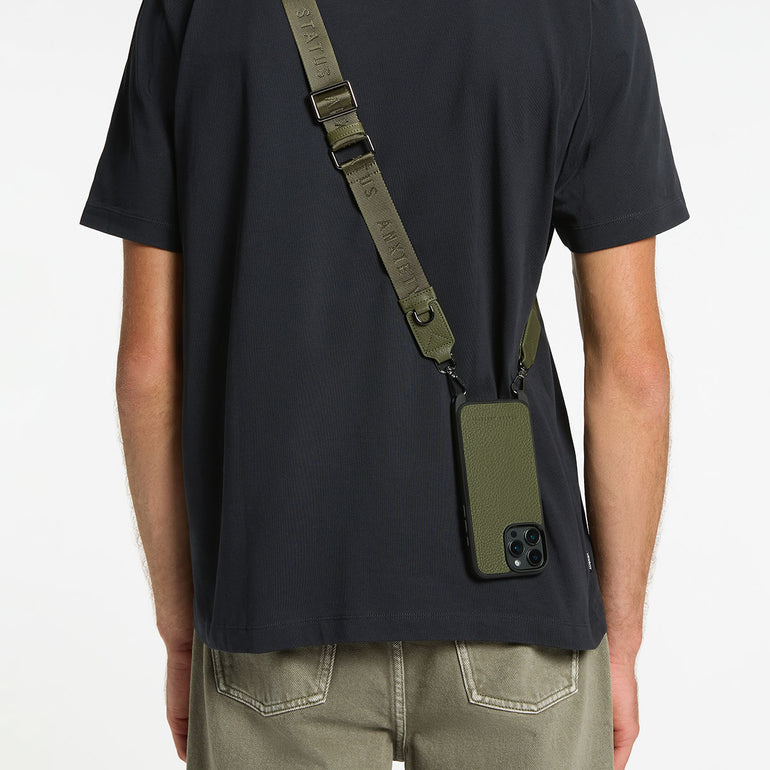 Status Anxiety Enough To Leave Leather iPhone Case Khaki