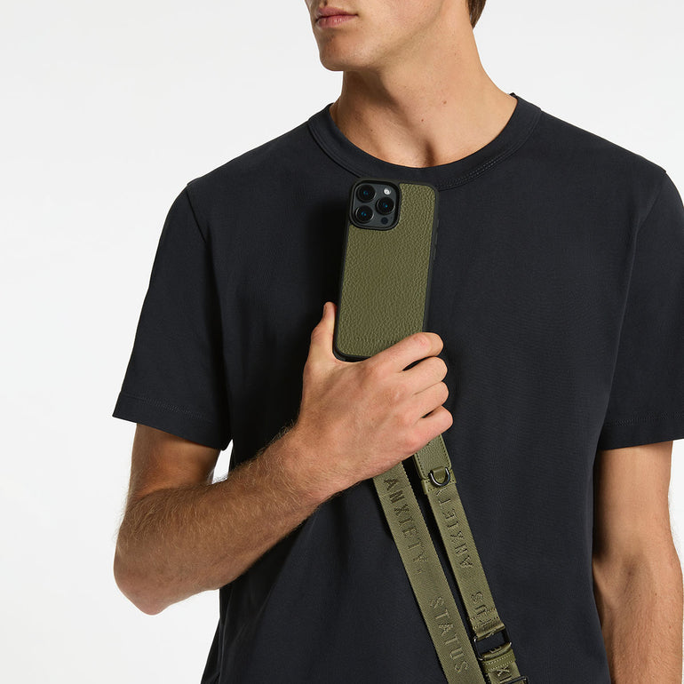 Status Anxiety Enough To Leave Leather iPhone Case Khaki