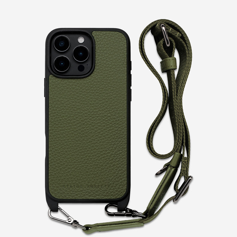 Status Anxiety Enough To Leave Leather iPhone Case Khaki
