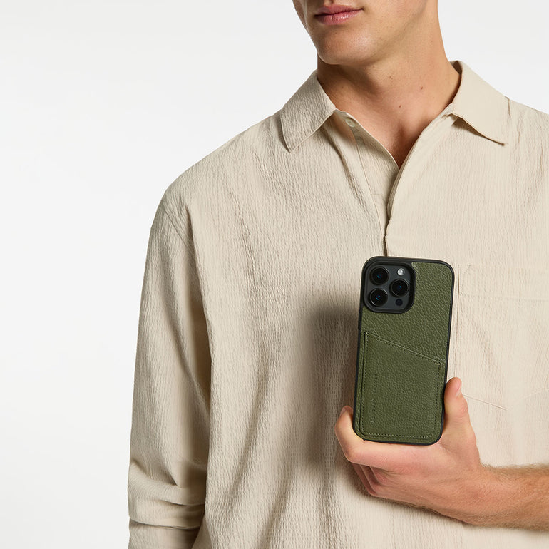 Status Anxiety Who's Who Leather iPhone Cases Khaki